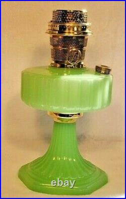 Aladdin Apple Green Moonstone Corinthian B-111 Kerosene Lamp (1935-36)