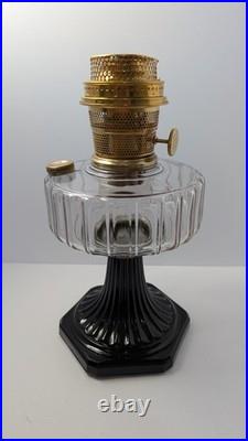 Aladdin B-104 Corinthian Oil Lamp Clear over Black Crystal 1936 Aladdin B-104 Corinthian Oil Lamp Clear over Black Crystal 1936