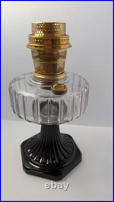 Aladdin B-104 Corinthian Oil Lamp Clear over Black Crystal 1936 Aladdin B-104 Corinthian Oil Lamp Clear over Black Crystal 1936