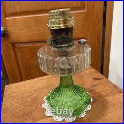 Aladdin B-105 Corinthian Model B Uranium Glass Oil Lamp Green Base Aladdin B-105 Corinthian Model B Uranium Glass Oil Lamp Green Base