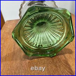 Aladdin B-105 Corinthian Model B Uranium Glass Oil Lamp Green Base
