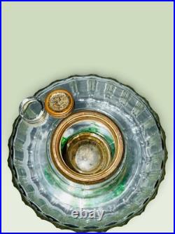 Aladdin B-105 Corinthian Oil Lamp Clear Green Beta Crystal UV Reactive 1936