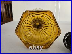 Aladdin B-106 Corinthian Clear Over Amber Oil Lamp, Model B Burner, Chimney 1936