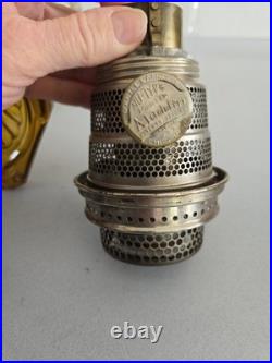Aladdin B-106 Corinthian Clear Over Amber Oil Lamp, Model B Burner, Chimney 1936