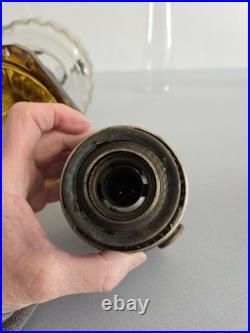 Aladdin B-106 Corinthian Clear Over Amber Oil Lamp, Model B Burner, Chimney 1936