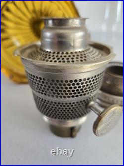Aladdin B-106 Corinthian Clear Over Amber Oil Lamp, Model B Burner, Chimney 1936