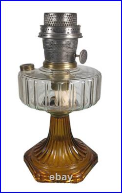Aladdin B-106 Corinthian Clear Over Amber Oil Lamp, Nu-Type Model B Burner