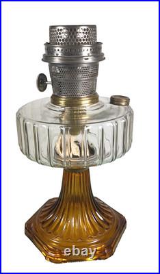Aladdin B-106 Corinthian Clear Over Amber Oil Lamp, Nu-Type Model B Burner