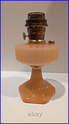 Aladdin B-112 Rose Moonstone Corinthian Oil Lamp 1935-36 Model B Burner