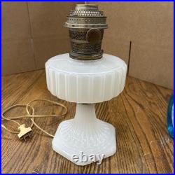 Aladdin B-114 White Moonstone Corinthian Oil Lamp With B Electrified Burner 12
