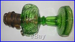 Aladdin B-48 Green Crystal Washington Drape Bell Stem Kerosene Lamp with Burner