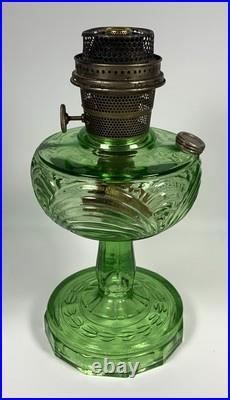 Aladdin B-54 Washington Drape Green Glass Oil Lamp With Model B Burner Glows UV