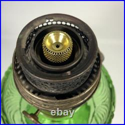 Aladdin B-54 Washington Drape Green Glass Oil Lamp With Model B Burner Glows UV
