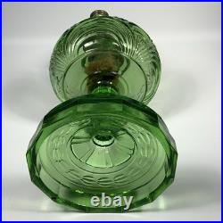 Aladdin B-54 Washington Drape Green Glass Oil Lamp With Model B Burner Glows UV