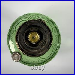 Aladdin B-54 Washington Drape Green Glass Oil Lamp With Model B Burner Glows UV