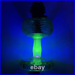 Aladdin B-54 Washington Drape Green Glass Oil Lamp With Model B Burner Glows UV