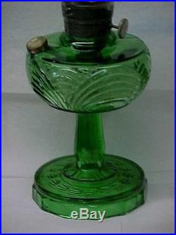 Aladdin B-54E Org. Emerald (bluish) Green Washing Drape Oil Lamp