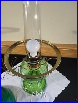 Aladdin B-81 Green Crystal Beehive Table Lamp Green Cased Shade Electrified
