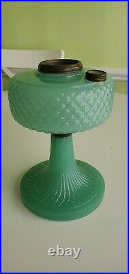 Aladdin B-86 Jade Green Moonstone Diamond Quilt Glass Lamp Font only