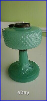 Aladdin B-86 Jade Green Moonstone Diamond Quilt Glass Lamp Font only