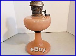 Aladdin B-87 Vertique Rose Moonstone Kerosene Lamp Made In 1938 Original Burner