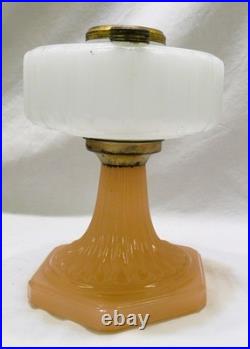 Aladdin B-91 Diamond Quilt Lamp Base Pink and White Moonstone, Vintage 1937