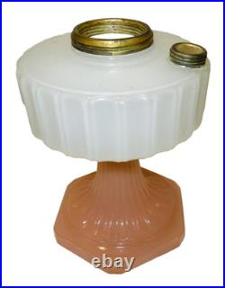 Aladdin B-91 Diamond Quilt Lamp Base Pink and White Moonstone, Vintage 1937