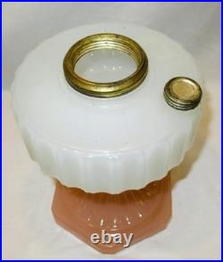 Aladdin B-91 Diamond Quilt Lamp Base Pink and White Moonstone, Vintage 1937