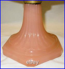 Aladdin B-91 Diamond Quilt Lamp Base Pink and White Moonstone, Vintage 1937