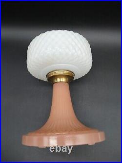Aladdin B-91 Diamond Quilt Oil Kerosene Lamp Pink White Moonstone