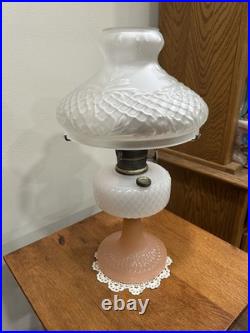 Aladdin B-91 Pink & White Moonstone Diamond Quilt Kerosene Oil Lamp Nutype B
