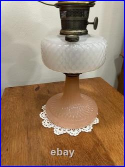 Aladdin B-91 Pink & White Moonstone Diamond Quilt Kerosene Oil Lamp Nutype B