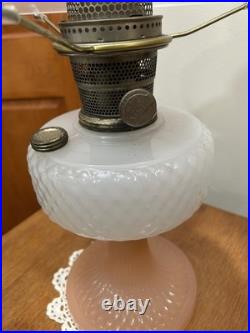 Aladdin B-91 Pink & White Moonstone Diamond Quilt Kerosene Oil Lamp Nutype B