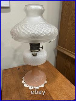 Aladdin B-91 Pink & White Moonstone Diamond Quilt Kerosene Oil Lamp Nutype B