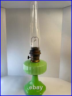 Aladdin B Green Jadeite 1930's Corinthian Kerosene Oil Lamp Burner /Tall Chimney