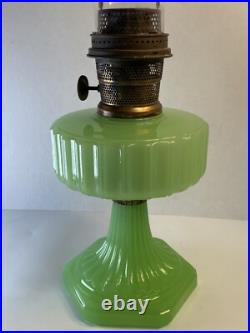 Aladdin B Green Jadeite 1930's Corinthian Kerosene Oil Lamp Burner /Tall Chimney