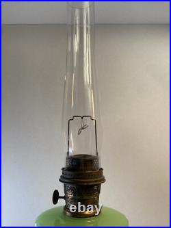 Aladdin B Green Jadeite 1930's Corinthian Kerosene Oil Lamp Burner /Tall Chimney