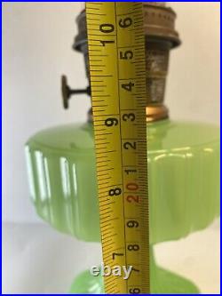 Aladdin B Green Jadeite 1930's Corinthian Kerosene Oil Lamp Burner /Tall Chimney