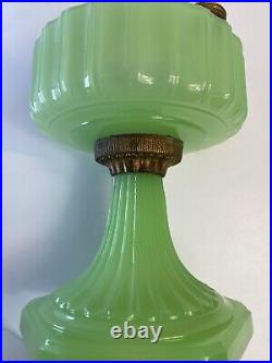 Aladdin B Green Jadeite 1930's Corinthian Kerosene Oil Lamp Burner /Tall Chimney