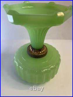 Aladdin B Green Jadeite 1930's Corinthian Kerosene Oil Lamp Burner /Tall Chimney