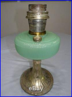 Aladdin B97 Queen Green Moonstone Kerosene Oil Lamp Model B Burner Jadeite Vtg