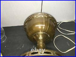 Aladdin BRASS Lamp 1915/1919 FLORAL Glass Shade, ELECTRIFIED