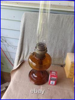 Aladdin BeeHive Amber Oil Lamp With Nu-Type Model B Burner Complete