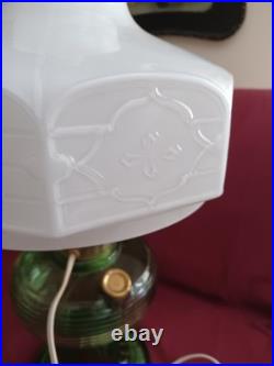 Aladdin Beehive Green Glass Kerosine Oil Lamp Shade Chimney Spider