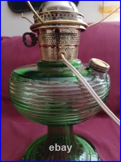 Aladdin Beehive Green Glass Kerosine Oil Lamp Shade Chimney Spider