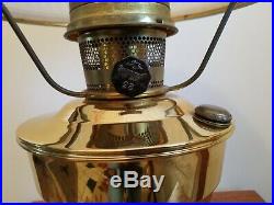 Aladdin Brass #23 Oil Lamp/Triple Rose Alacite Shade/Signed