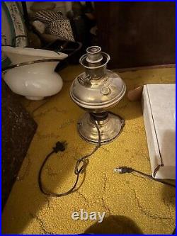 Aladdin Brass Burner and Brass Font Model No. 6 Oil/Kerosene Lamp Electrified