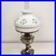 Aladdin Brass Kerosene Electric Lamp Crystal Dogwood Glass Shade Converted VTG