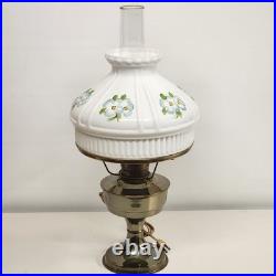 Aladdin Brass Kerosene Electric Lamp Crystal Dogwood Glass Shade Converted VTG
