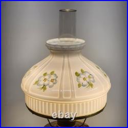 Aladdin Brass Kerosene Electric Lamp Crystal Dogwood Glass Shade Converted VTG